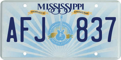 MS license plate AFJ837