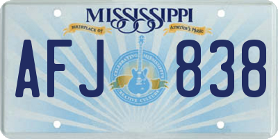 MS license plate AFJ838