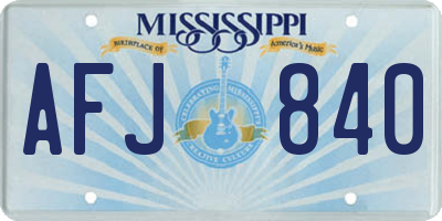MS license plate AFJ840
