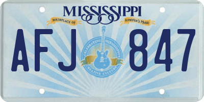 MS license plate AFJ847