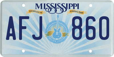 MS license plate AFJ860