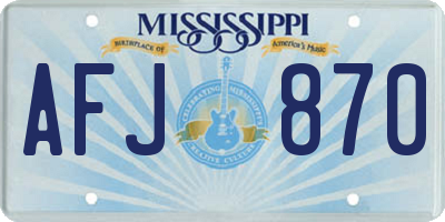 MS license plate AFJ870