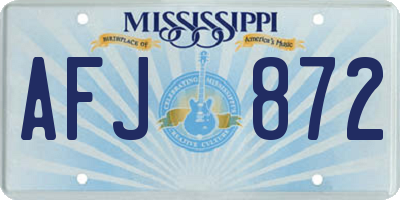 MS license plate AFJ872