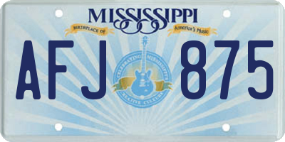 MS license plate AFJ875