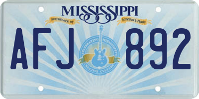 MS license plate AFJ892