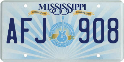 MS license plate AFJ908