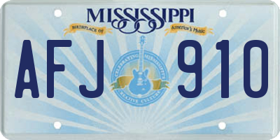 MS license plate AFJ910