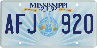 MS license plate AFJ920