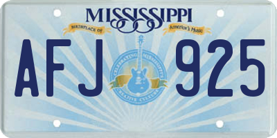 MS license plate AFJ925