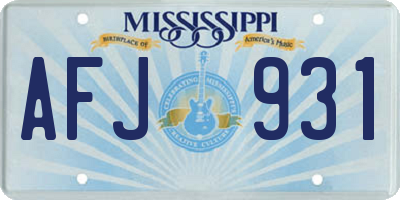 MS license plate AFJ931