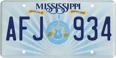 MS license plate AFJ934
