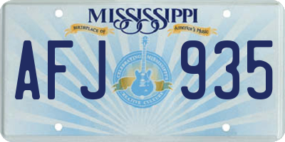 MS license plate AFJ935