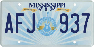 MS license plate AFJ937