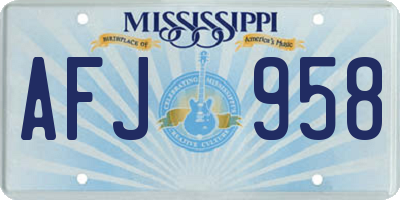 MS license plate AFJ958