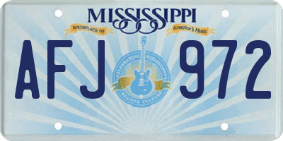 MS license plate AFJ972