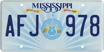 MS license plate AFJ978