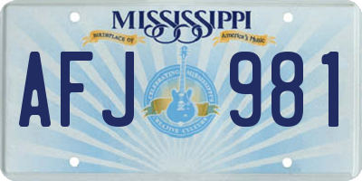 MS license plate AFJ981