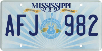 MS license plate AFJ982