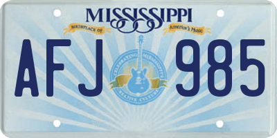 MS license plate AFJ985