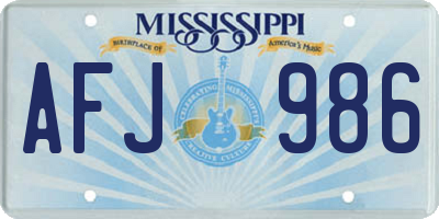 MS license plate AFJ986