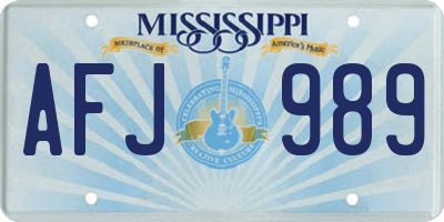 MS license plate AFJ989