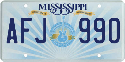 MS license plate AFJ990