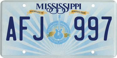 MS license plate AFJ997