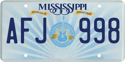MS license plate AFJ998
