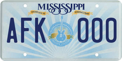 MS license plate AFK000
