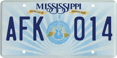 MS license plate AFK014