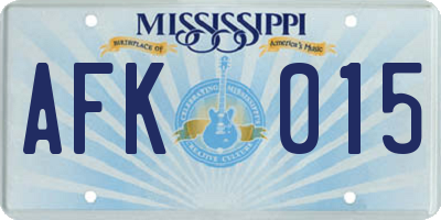 MS license plate AFK015