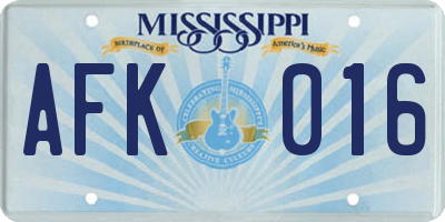 MS license plate AFK016
