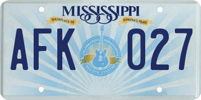 MS license plate AFK027