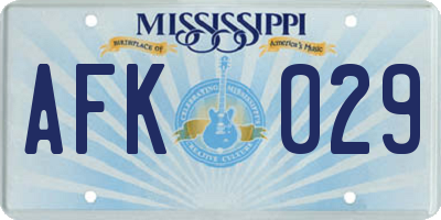 MS license plate AFK029