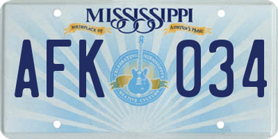 MS license plate AFK034