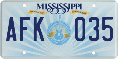 MS license plate AFK035