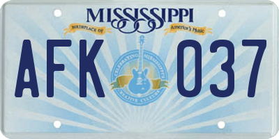 MS license plate AFK037