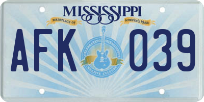MS license plate AFK039