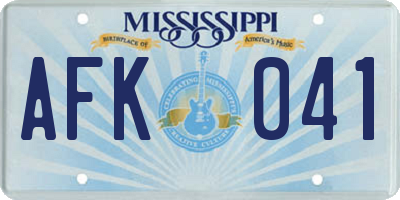 MS license plate AFK041