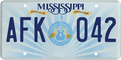 MS license plate AFK042