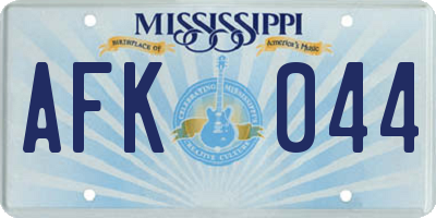 MS license plate AFK044