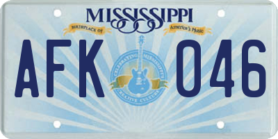 MS license plate AFK046