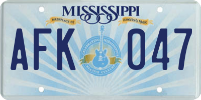 MS license plate AFK047