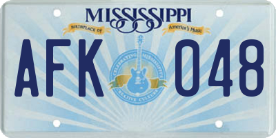 MS license plate AFK048