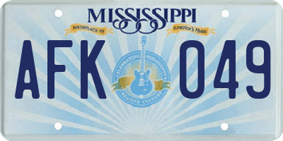 MS license plate AFK049