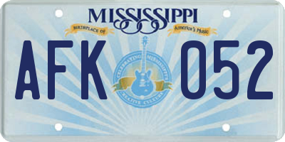 MS license plate AFK052