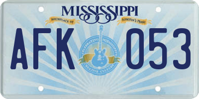 MS license plate AFK053