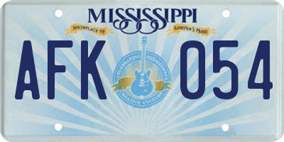 MS license plate AFK054