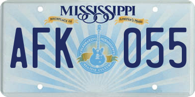 MS license plate AFK055