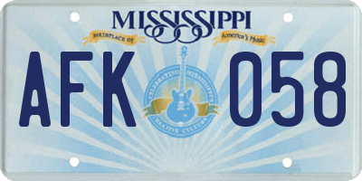 MS license plate AFK058